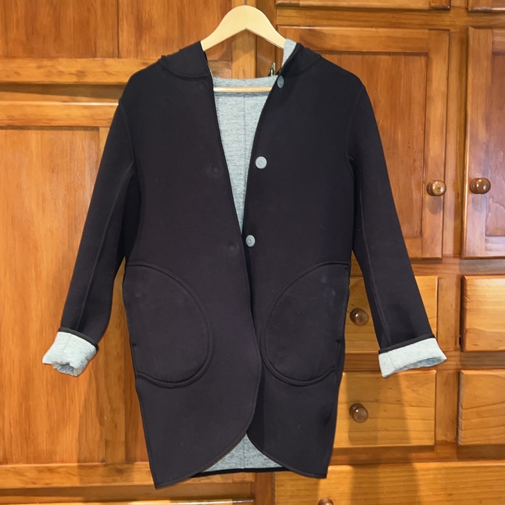 Lululemon Heather Grey and Black Jersey Hooded Jacket